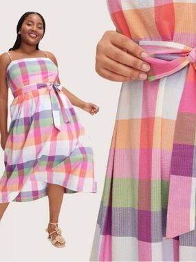 Midi Sundress in Pastel Multi-Check